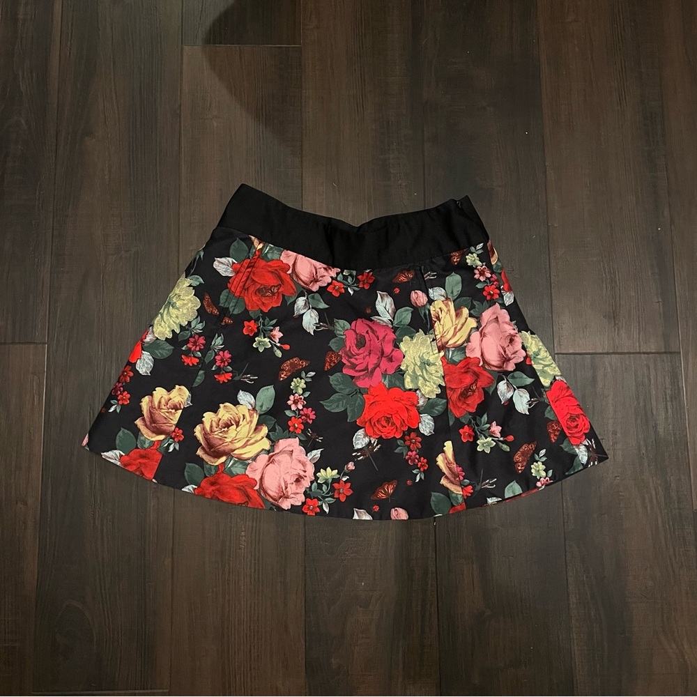 Baker by Ted Baker Girls Floral Satin A Line Skirt Black Size 10